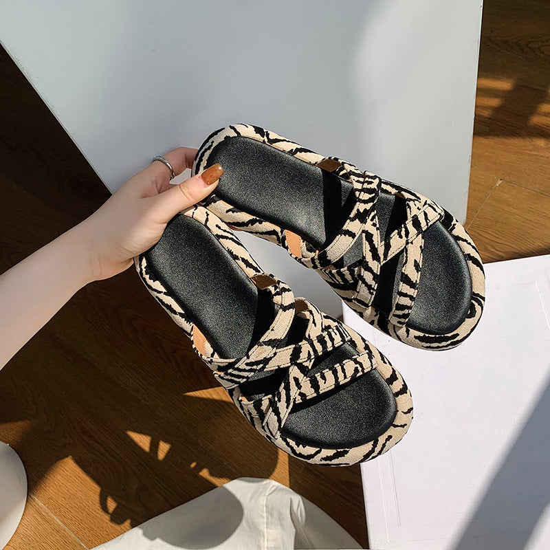 Retro Zebra-striped Summer Sandals