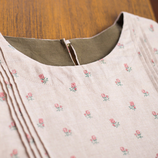 Flower Cotton-linen Loose Shirts Tops