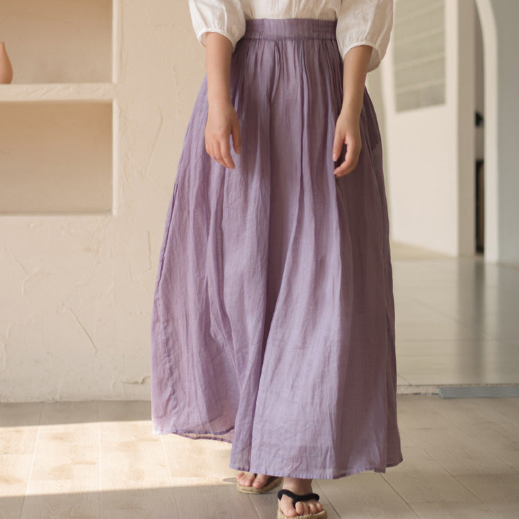 Solid Color Cotton-linen Loose Skirts Dresses