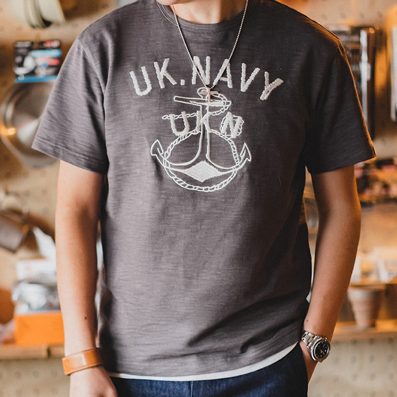 Retro 300G Anchor Embroidery Cotton T-shirts