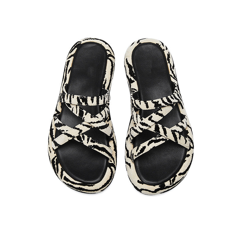 Retro Zebra-striped Summer Sandals